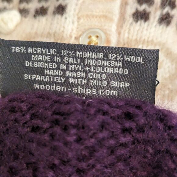 Wooden Ships Purple Mohair Blend Cardigan Sweater - Picture 8 of 8